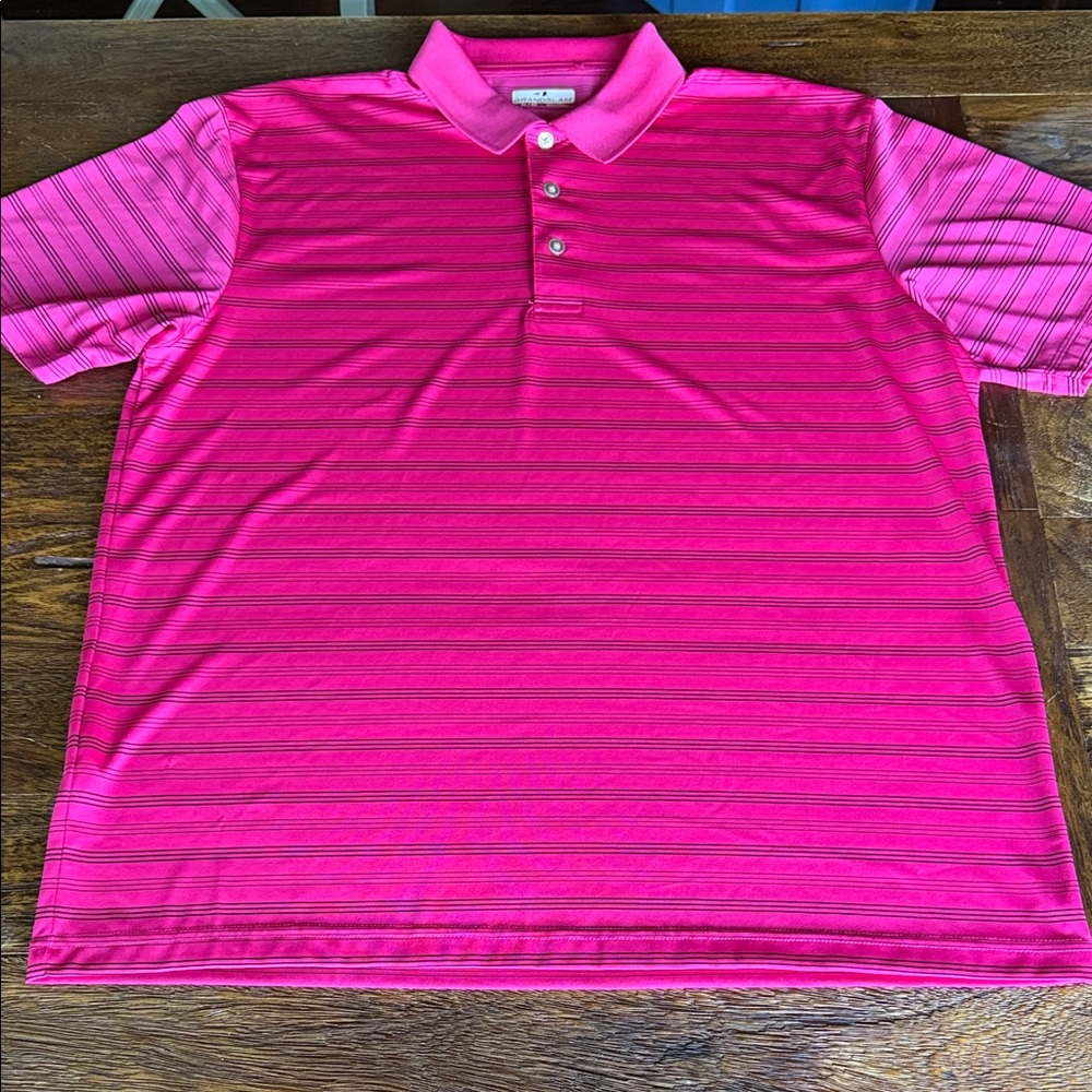 Men’s Grand Slam Vibrant Pink Polo Shirt (119)